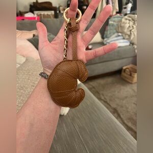 Brown Leather Croissant bag charm/ keychain